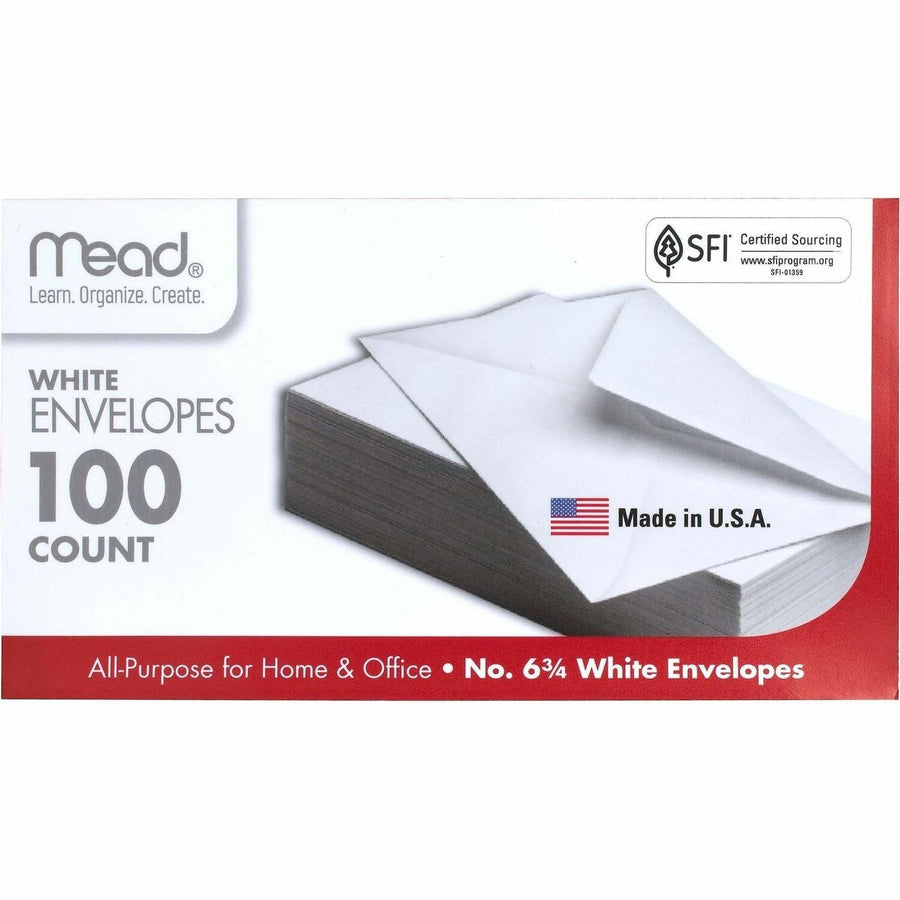 Mead Plain White Envelopes, 100 / Box, MEA75100