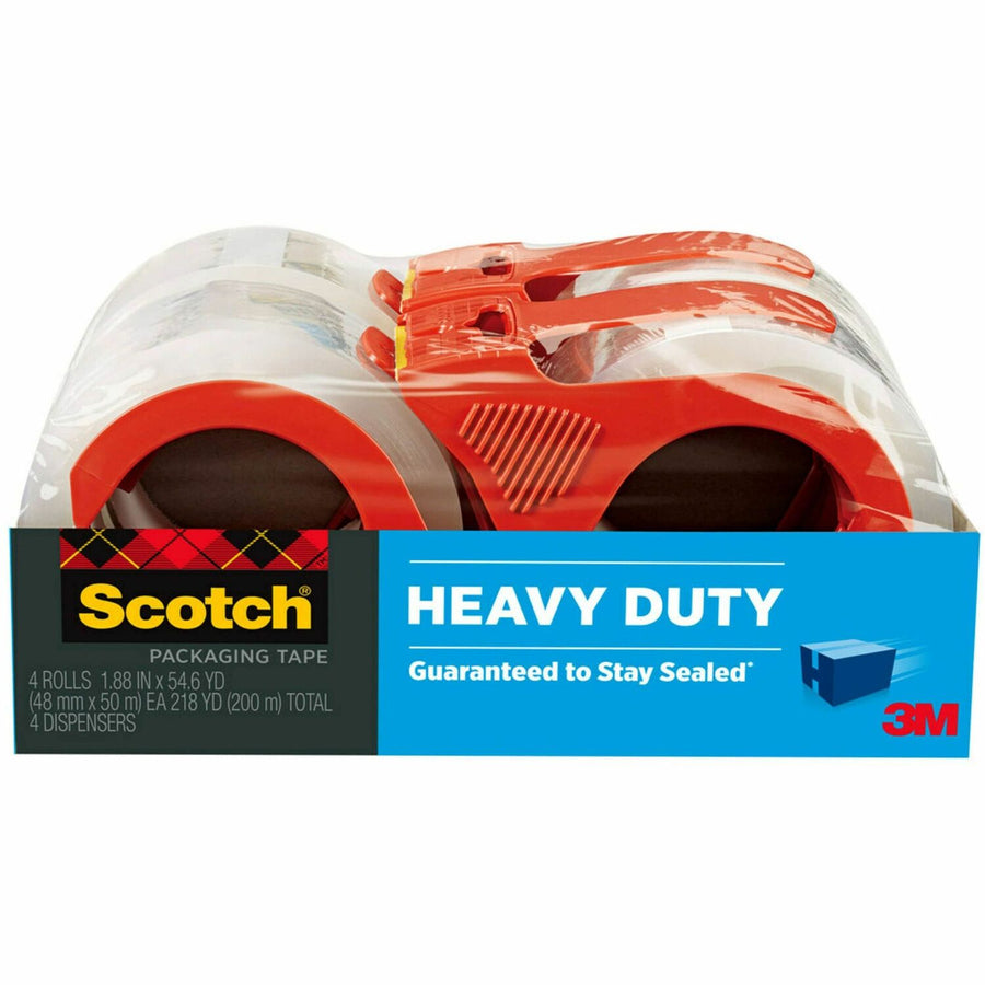 Scotch Heavy-Duty Shipping/Packaging Tape, Clear, Synthetic Rubber Resin, 1.88", 54.60 yd, 3", 4 / Pack, MMM3850-4RD