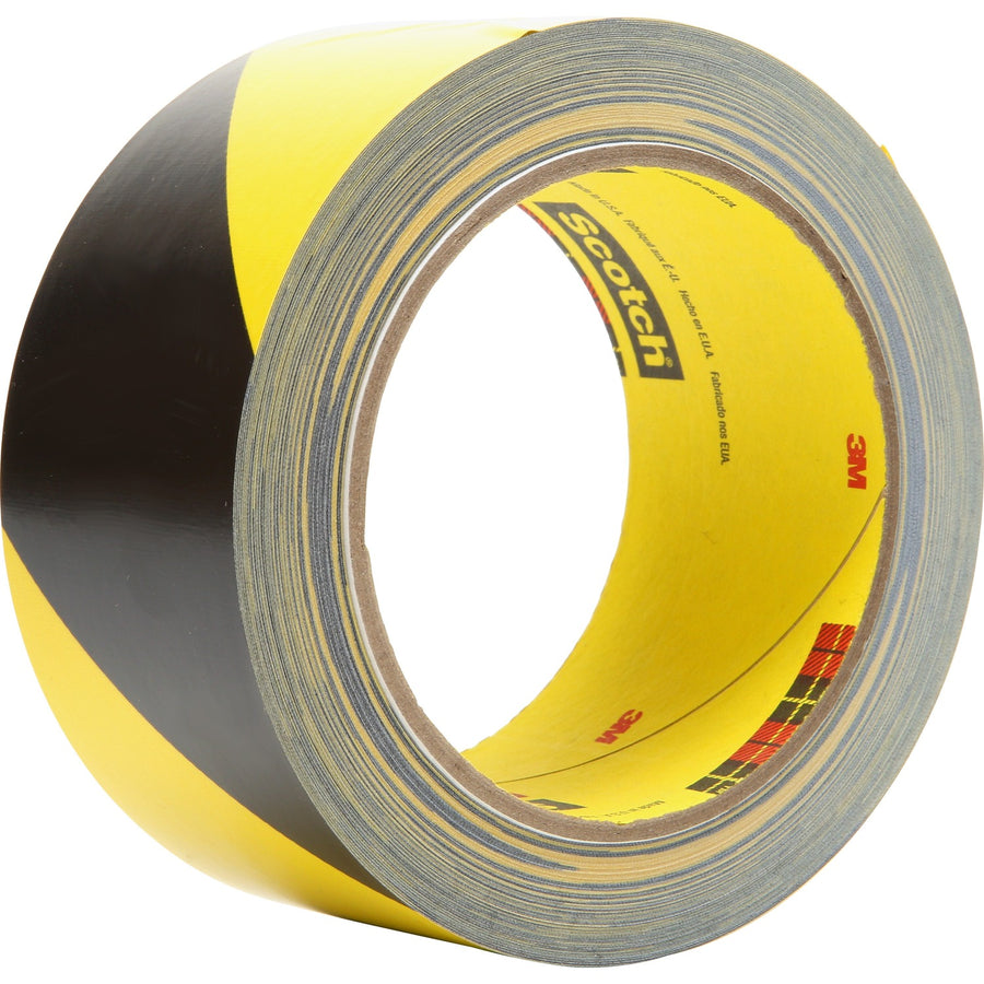 3M Diagonal Stripe Safety Tape, Yellow, Vinyl, 2", 36 yd, 1 Roll, MMM5702-2