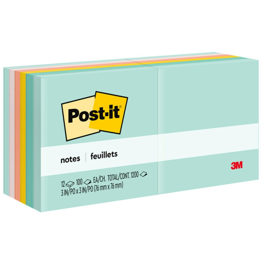 Post-it® Notes - Beachside Café Color Collection, Guava, Paper, Repositionable, 1 / Pack, MMM654AST