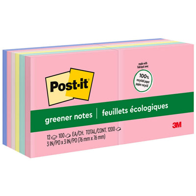 3M Post-it Notes Original Notepads - Sweet Sprinkles Color Collection, Moonstone, 12 / Pack, MMM654-RP-A