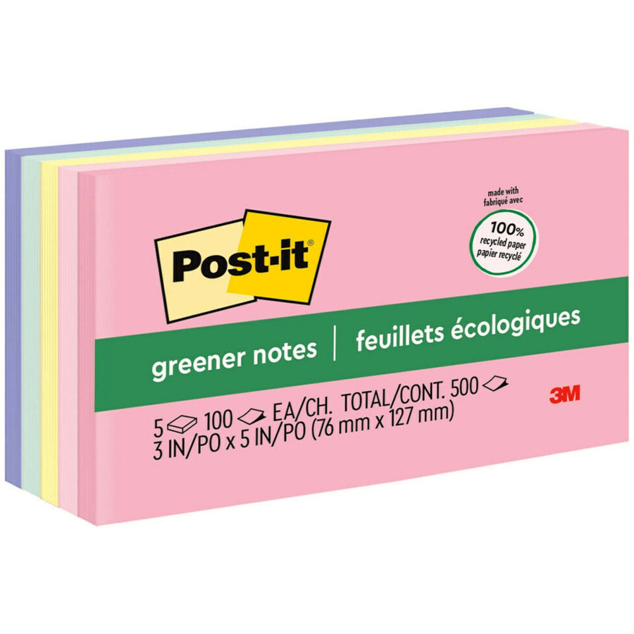 Post-it® Greener Notes - Sweet Sprinkles Color Collection, Moonstone, Paper, Repositionable, 1 / Pack, MMM655-RP-A