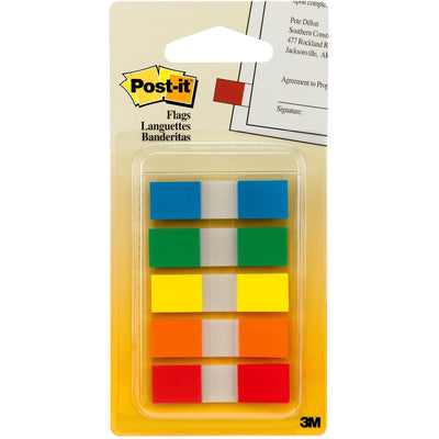 3M Post-it Flags in Portable Dispenser, Assorted, 1 Pack, MMM683-5CF