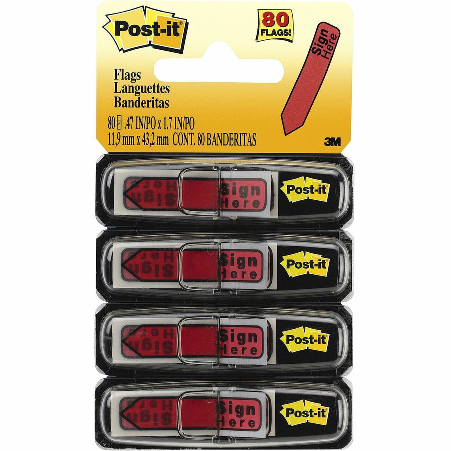 Post-it® Arrow Message Flags, Red, Self-adhesive, 1 / Pack, MMM684RDSH