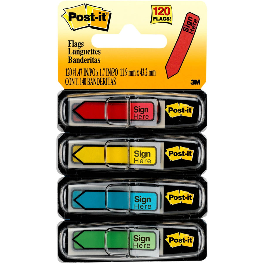 Post-it® Message Flags, Assorted, Self-adhesive, 120 / Pack, MMM684-SH