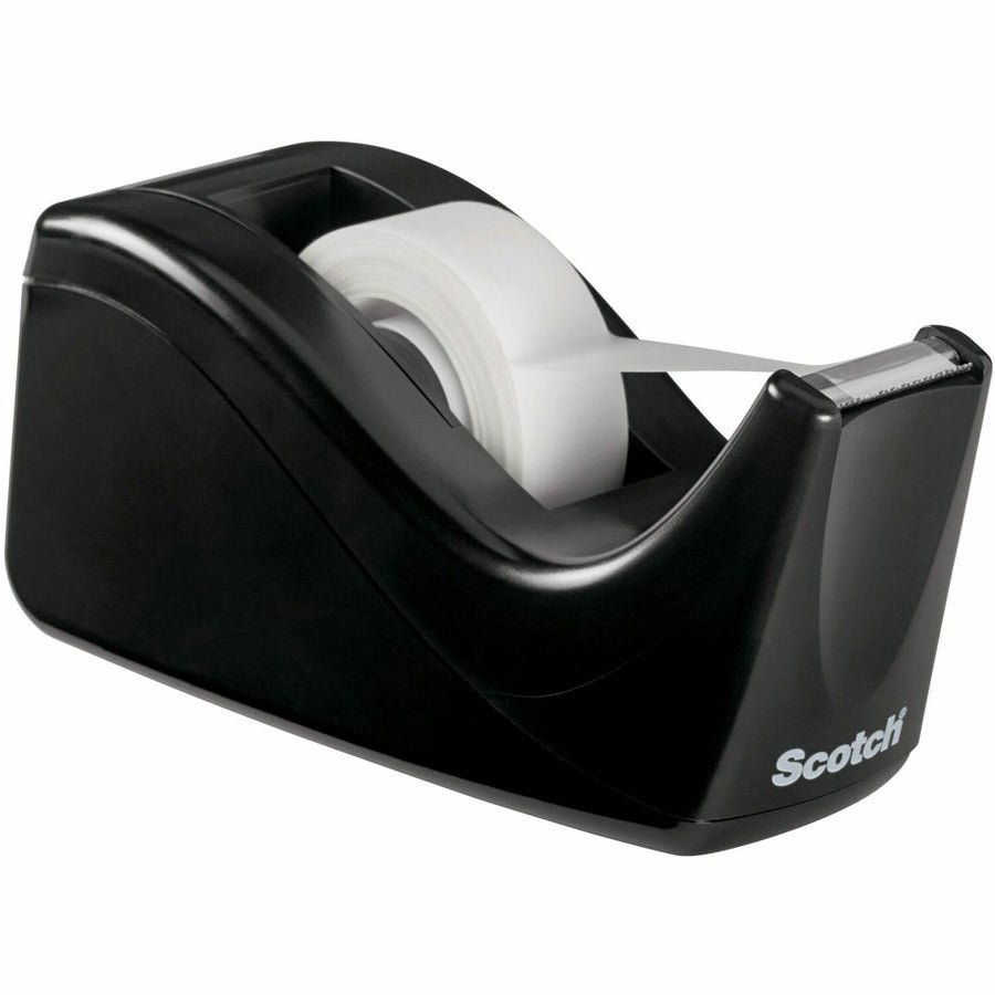 Scotch Two-tone Desktop Office Tape Dispenser, Black, 1", Non-skid Base, MMMC60-BK