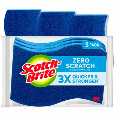 3M Scotch-Brite No Scratch Scrub Sponges, Blue, 3 / Pack, MMMMP-3