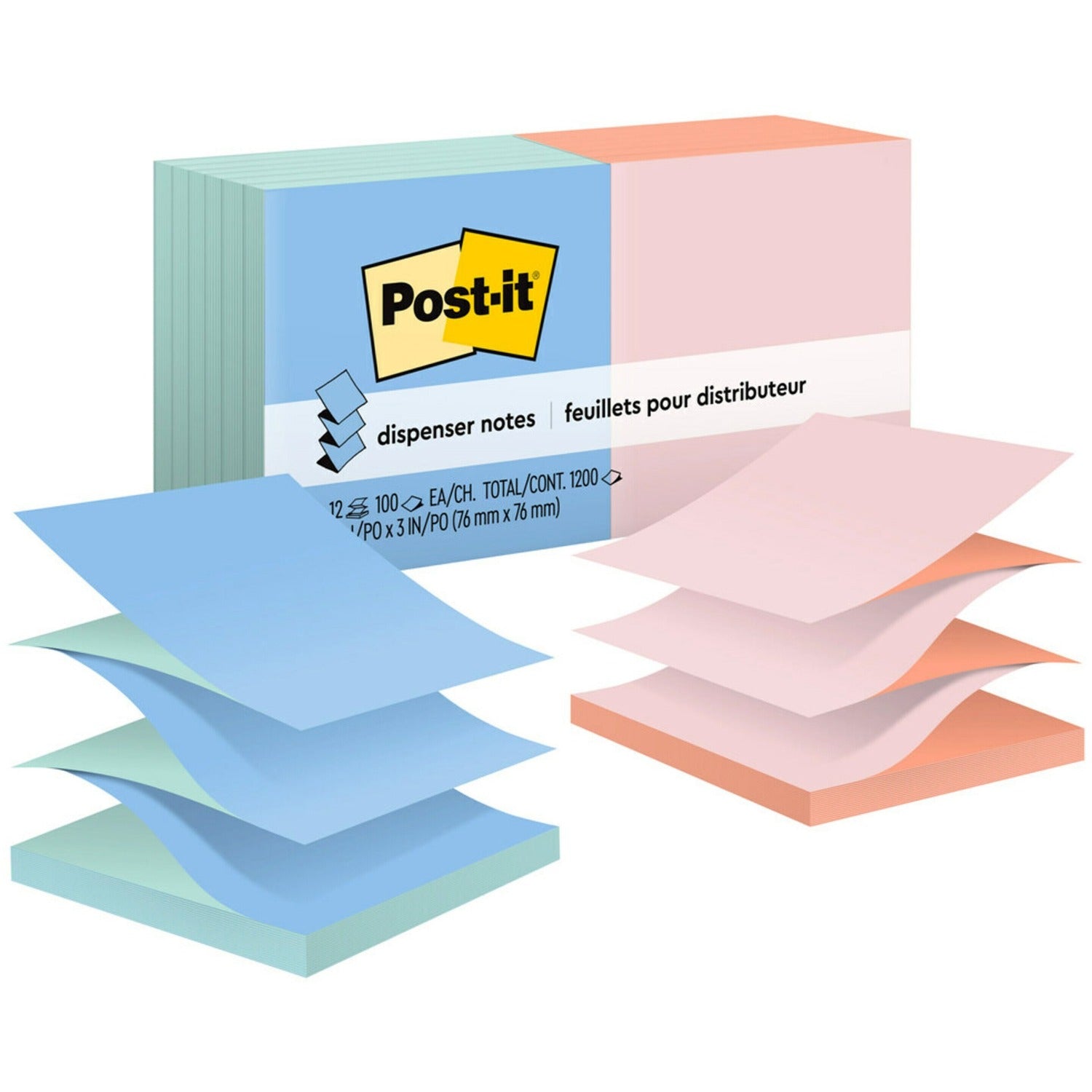 Post-it® Dispenser Notes - Alternating Pastel Colors, 1 Pack
