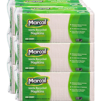 Marcal 100% Recycled Luncheon Napkins, White, 6 / Carton — view 1