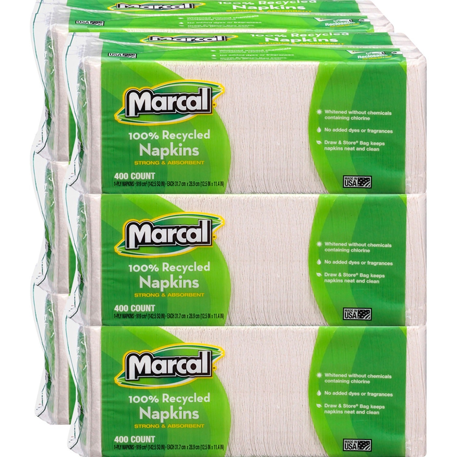 Marcal 100% Recycled Luncheon Napkins, 1 Carton