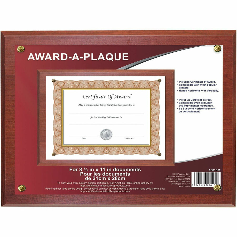 Golite nu-dell Woodgrain Award-A-Plaque, Mahogany, NUD18813M