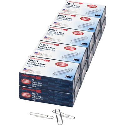 Officemate Nonskid Paper Clips, Silver, 10 / Pack, OIC99912