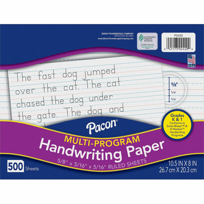 Dixon Ticonderoga Pacon Multi-Program Handwriting Papers, 10 1/2" x 8", 500 / Ream, PAC2420