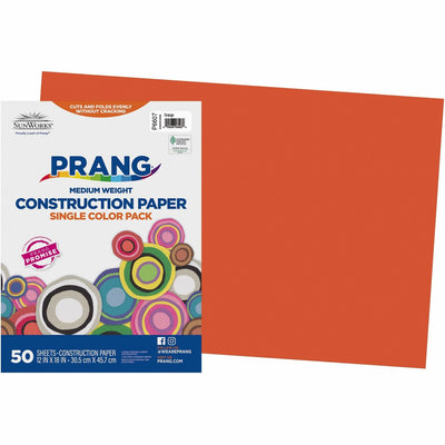 Dixon Ticonderoga Prang Construction Paper, Orange, 1 Pack, PAC6607