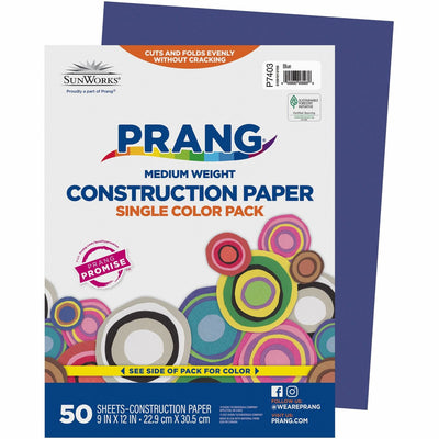 Dixon Ticonderoga Prang Construction Paper, Blue, 1 Pack, PAC7403