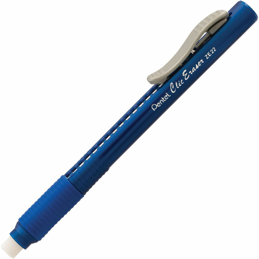 Pentel Rubber Grip Clic Eraser, Blue, Non-abrasive, PENZE22C