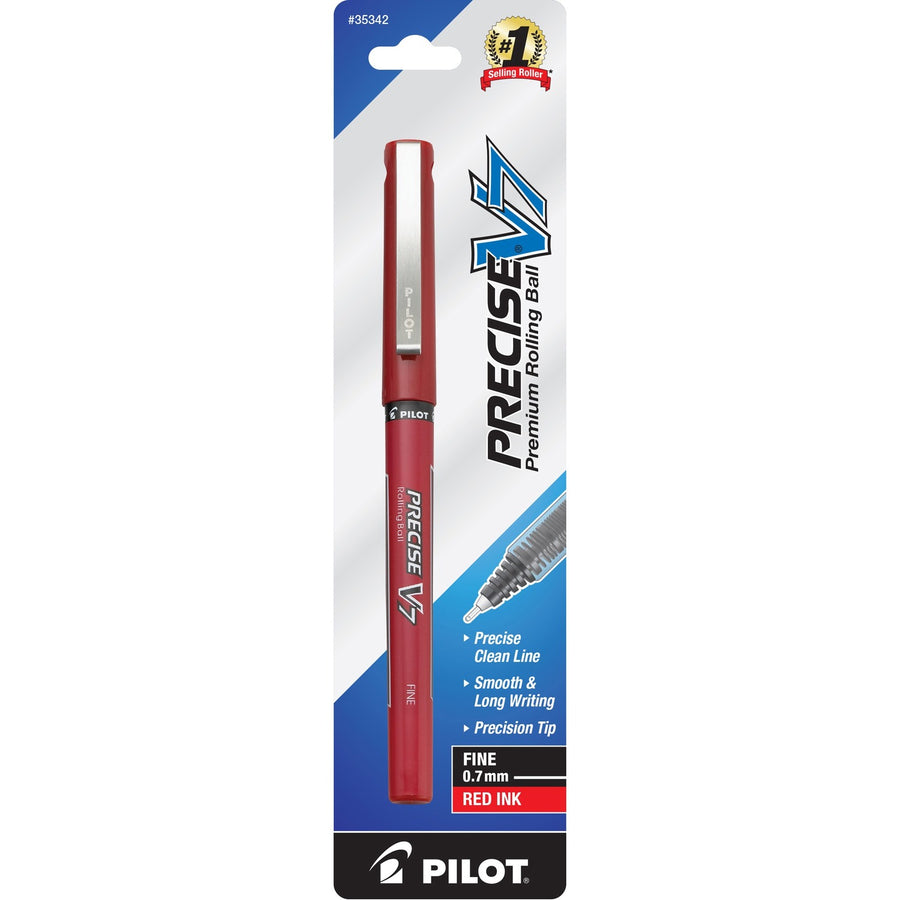 Pilot Precise V7 Fine Premium Capped Rolling Ball Pens, Red, Visible Ink Supply, PIL35342