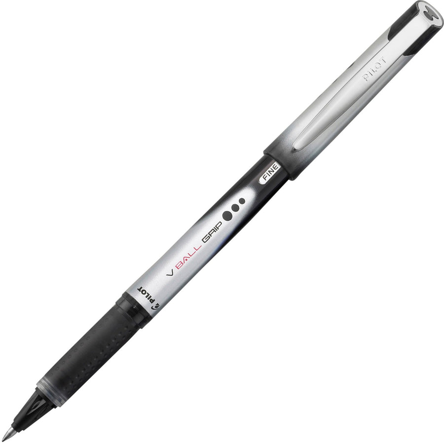 Pilot Vball Grip Liquid Ink Rollerball Pens, Black, Smear Proof Ink, 1 Dozen, PIL35570