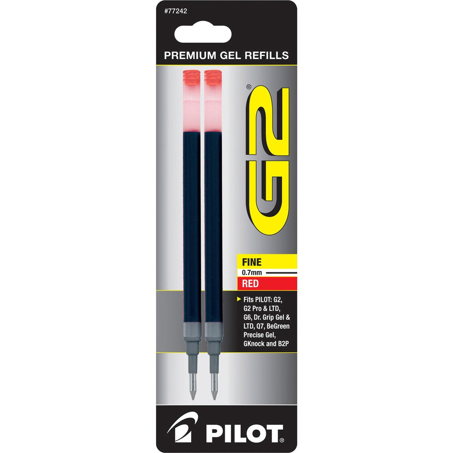 Pilot G2 Premium Gel Ink Pen Refills, Red, Smear Proof, 2 / Pack, PIL77242