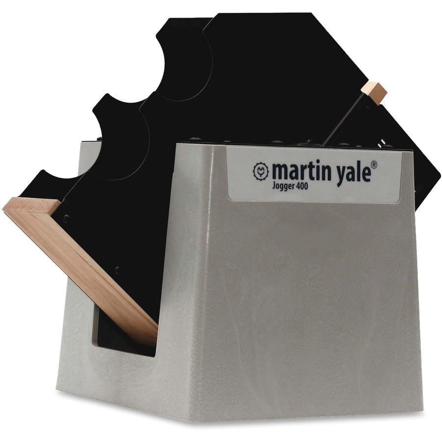 Martin Yale Premier Tabletop Paper Jogger, 15.3" x 15.3", Gray, Tilted Tray, PRE400