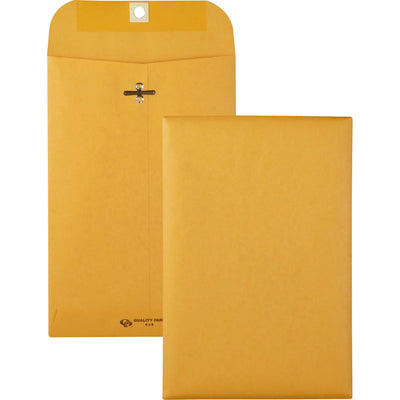 Quality Park 6 x 9 Clasp Envelopes with Deeply Gummed Flaps, Kraft, 100 / Box, QUA37855