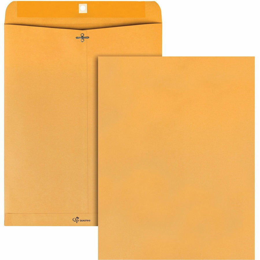 Quality Park 12 x 15-1/2 Clasp Envelope with Deeply Gummed Flaps, Kraft, 28 lb, Reinforced Clasp, 100 / Box, QUA37910