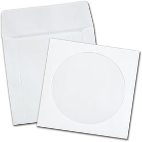 Quality Park Paper CD/DVD Sleeves, White, 100 / Box, QUA62903