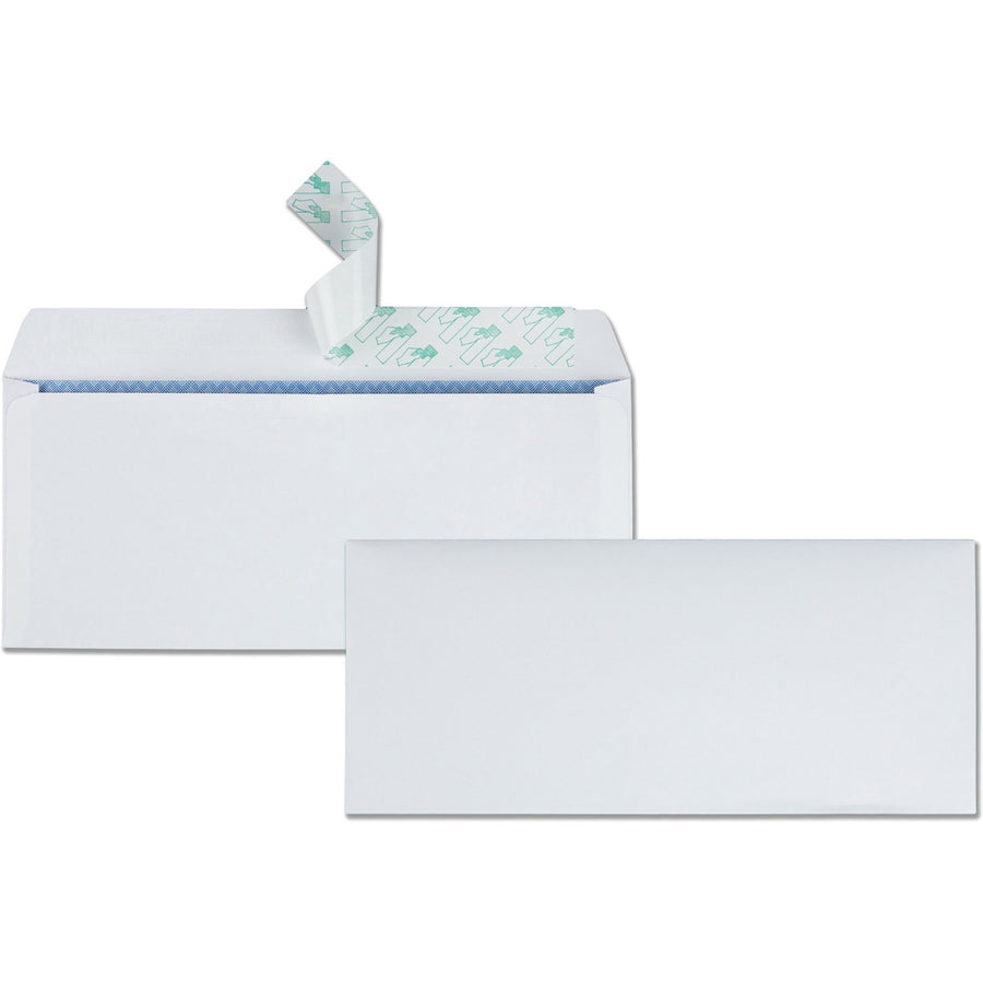 Quality Park Redi-Strip® No. 10 Security Tinted Business Envelopes, White, Wove, 24 lb, Moisture Resistant, 30 / Box, QUA69112