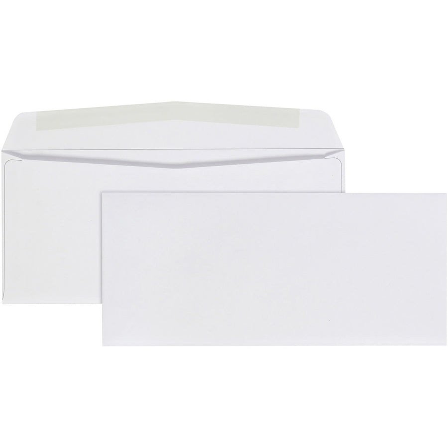 Quality Park No. 9 Business Envelopes with Gummed Flap, White, Wove, 24 lb, 500 / Box, QUA90090