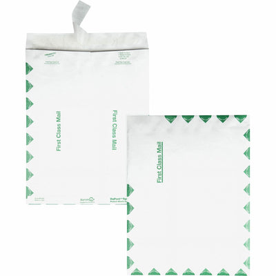 Quality Park Survivor 10 x 13 DuPont Tyvek First Class Border Catalog Mailer with Self-Sealing Closure, White, 100 / Box, QUAR1590