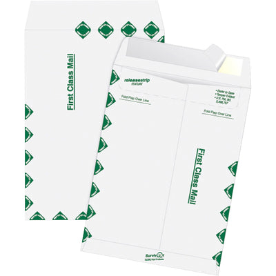 Quality Park Survivor 12 x 15-1/2 DuPont Tyvek First Class Border Catalog Mailer, White, 100 / Box, QUAR1800