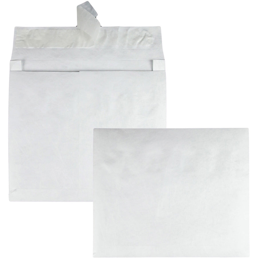 Survivor® 10 x 13 x 2 DuPont Tyvek Expansion Mailers with Self-Seal Closure, White, 14 lb, Moisture Resistant, 100 / Carton, QUAR4610