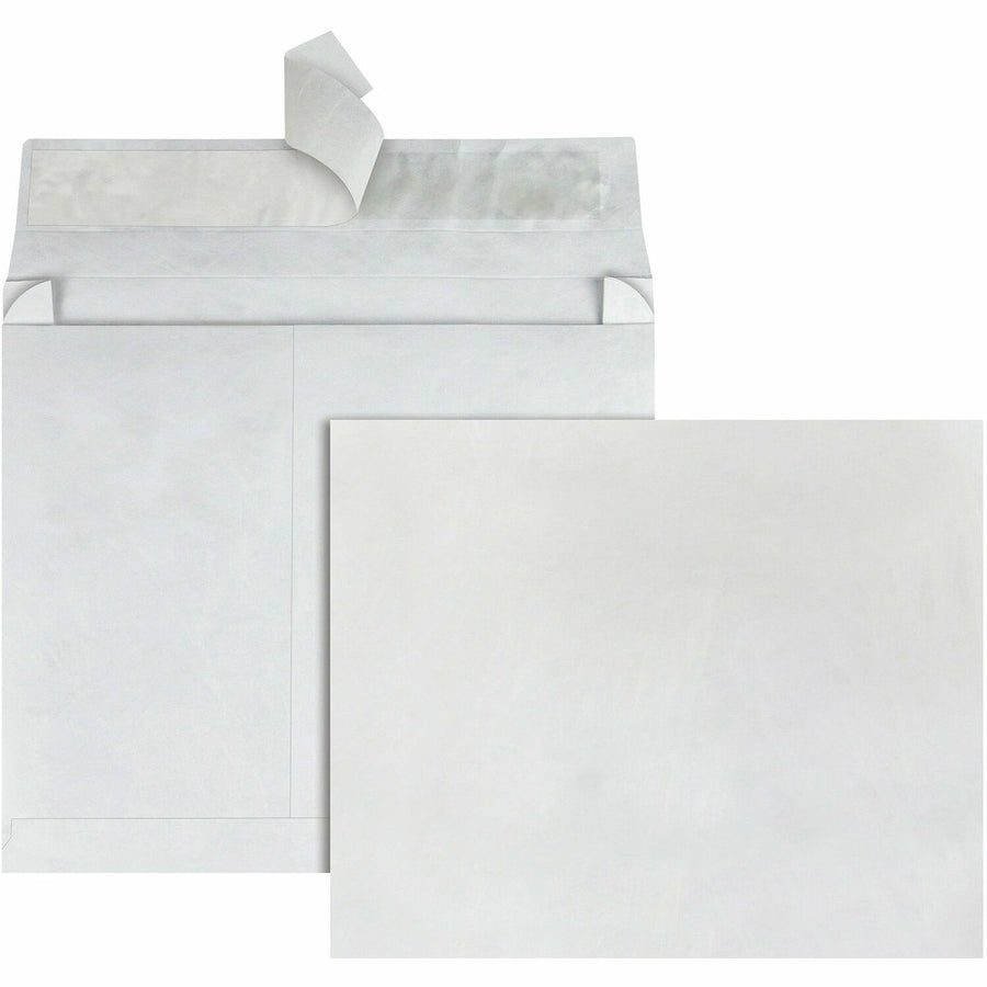 Survivor® 10 x 15 x 2 DuPont Tyvek Expansion Envelopes with Self-Seal Closure, White, 14 lb, Moisture Resistant, 100 / Carton, QUAR4630