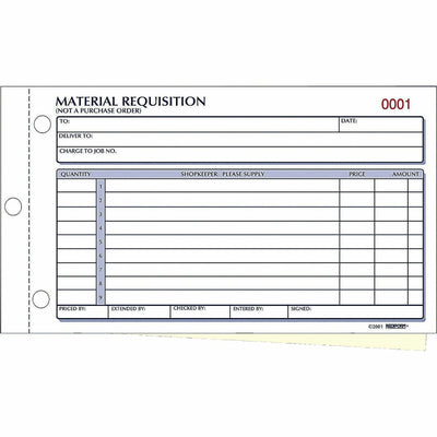 Dominion Blueline Rediform Material Requisition Purchasing Forms, Yellow, 7.87" Width x 4.25" Length, 10EA/BX 10BX/CT — view 1