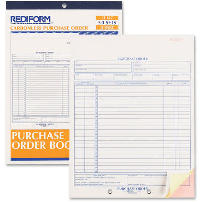 Dominion Blueline Rediform 2-part Carbonless Purchase Order Book, Pink, 8.50" Width x 11" Length, RED1L147