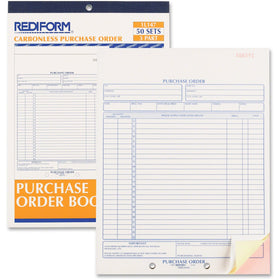 Dominion Blueline Rediform 2-part Carbonless Purchase Order Book, Pink, 8.50" Width x 11" Length, RED1L147