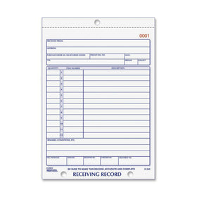 Dominion Blueline Rediform Carbonless Receiving Record Slip Book, 5.50" Width x 7.87" Length, RED2L260