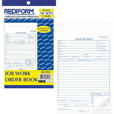 Dominion Blueline Rediform 2-part Job Work Order Book, 5.50" Width x 8.50" Length, 10EA/BX 3BX/CT — view 1