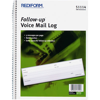 Dominion Blueline Rediform Follow-Up Voice Mail Log Book, 8" Width x 10.62" Length, RED51114