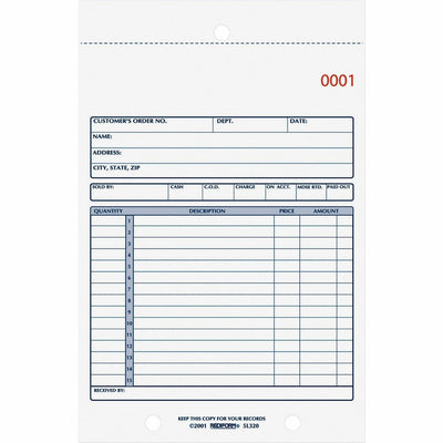 Dominion Blueline Rediform 2-Part Carbonless Sales Forms, 5.50" Width x 7.87" Length, 10EA/BX 5BX/CT — view 1
