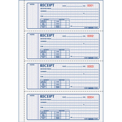 Dominion Blueline Rediform Money Receipt 4 Per Page Collection Forms, Yellow, 7" Width x 2.75" Length, 5EA/BX 5BX/CT — view 1