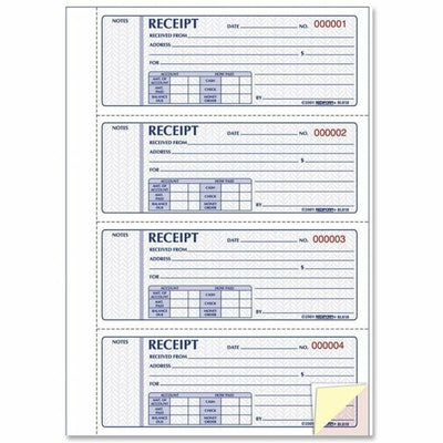 Dominion Blueline Rediform Hardbound Money Receipt Book, RED8L818