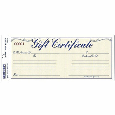 Dominion Blueline Rediform Gift Certificates with Envelopes, 25 / Pack, RED98002