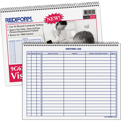 Dominion Blueline Rediform Visitor's Log Book, White, 11" Width x 8.50" Length, 6EA/PK 6PK/CT — view 1
