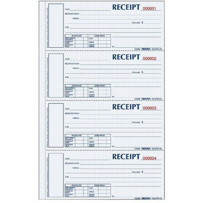 Dominion Blueline Rediform Hardbound Numbered Money Receipt Books, Pink, 8" Width x 11" Length, REDS1657N-CL