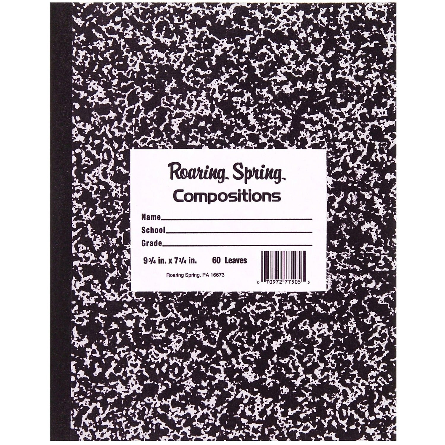 Roaring Spring Black Cover Flexcomp 10"x8" WM, 1 Each