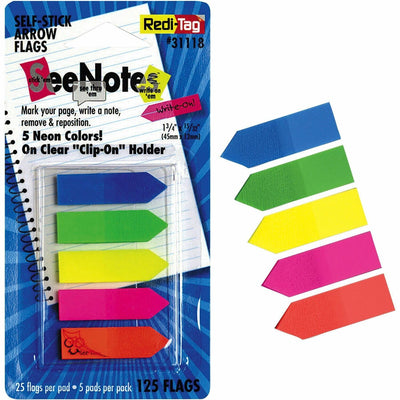 TOPS Redi-Tag Plain Write-on Arrow Flags in Holder, Assorted, 1 Pack, RTG31118