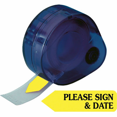 TOPS Redi-Tag Please Sign and Date Arrows In Dispenser, Yellow, 1 Pack, RTG81124