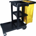 Rubbermaid Commercial Janitor Cart With Zipper Yellow Vinyl Bag, Black, RCP617388