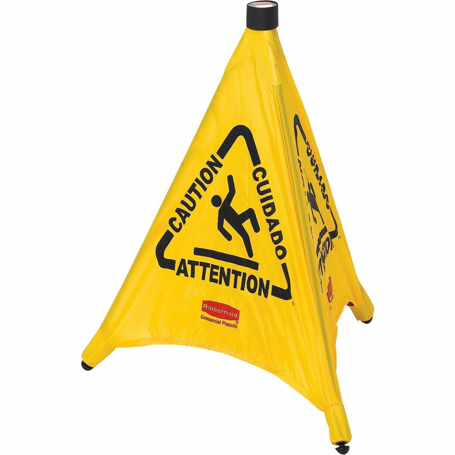 Rubbermaid Commercial Multi-Lingual Caution Safety Cone, 21" x 20", Yellow, RCP9S0000YW